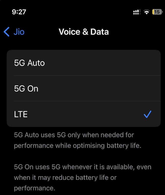 Select LTE instead of 5G
